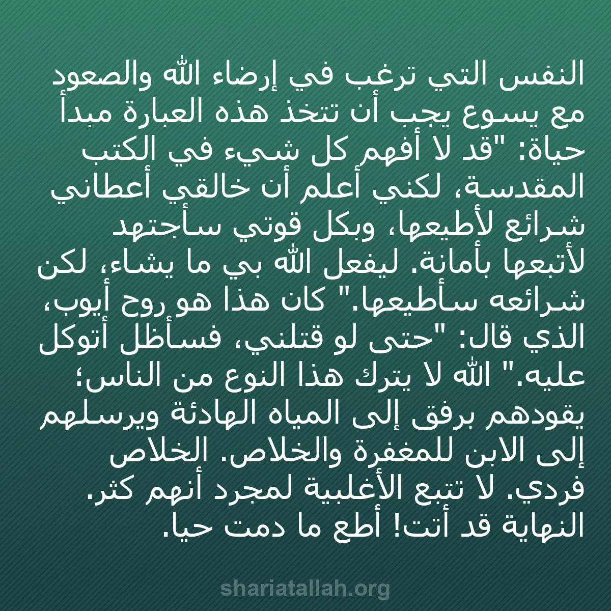 b0100 - منشور عن شريعة الله: النفس التي ترغب في إرضاء الله والصعود مع يسوع يجب أن تتخذ هذه...